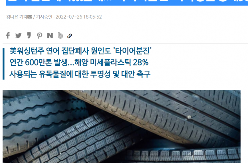 [유해물질] 연어 집단폐사했는데…’타이어분진’ 화학성분 공개못한다?